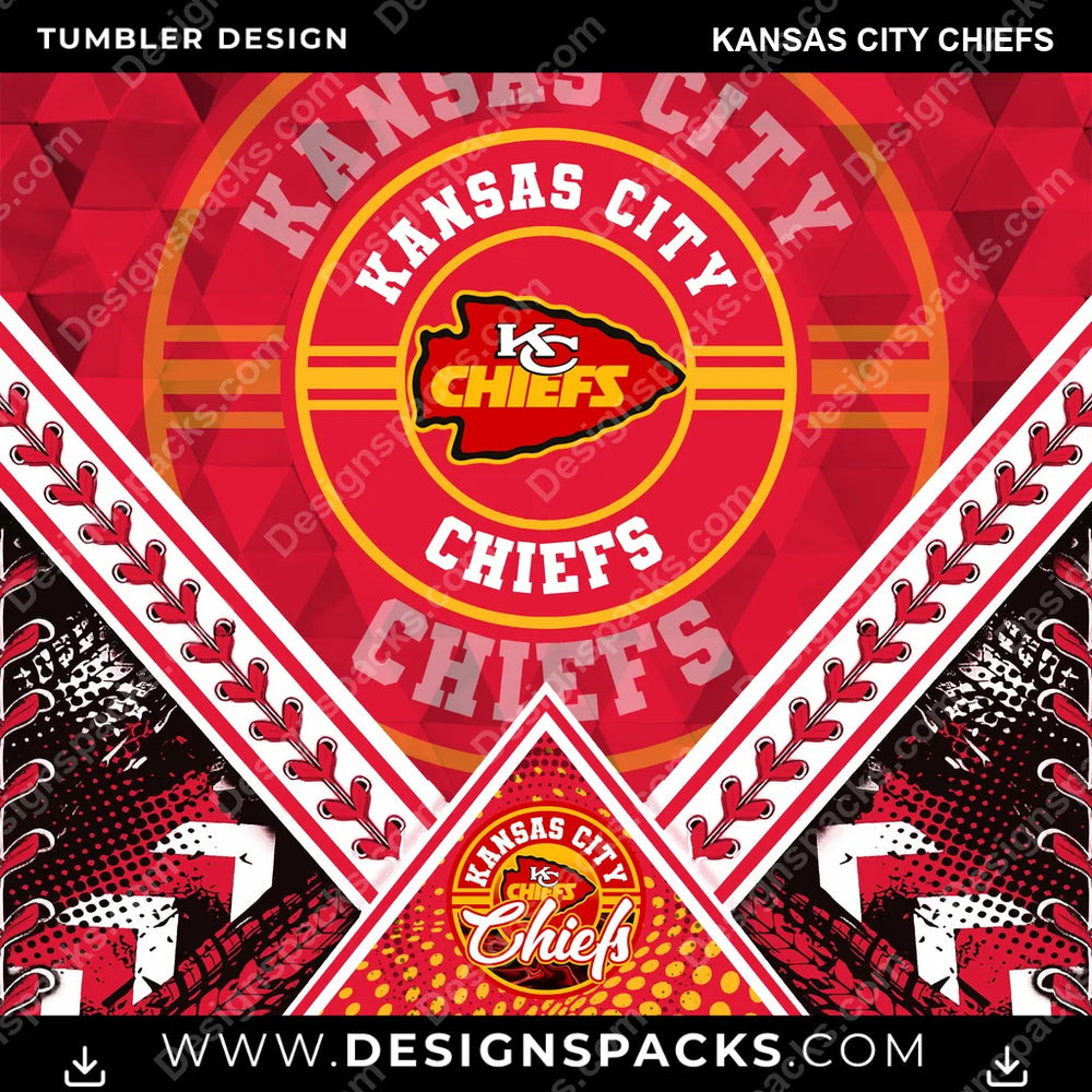 Football Diamond Kansas City Chiefs NFL Football Tumbler Digital Wrap Design Download
