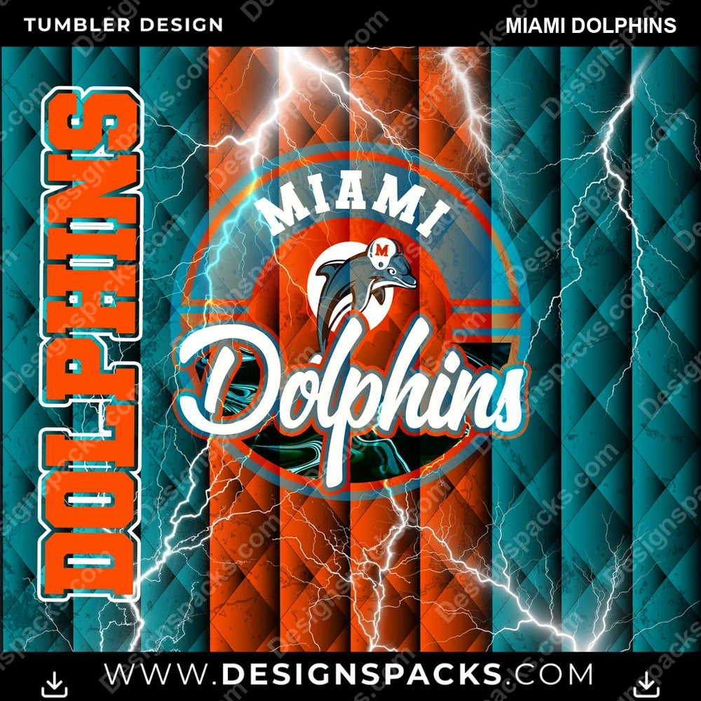 Football Diamond Miami Dolphins NFL Football Tumbler Digital Wrap Design Download