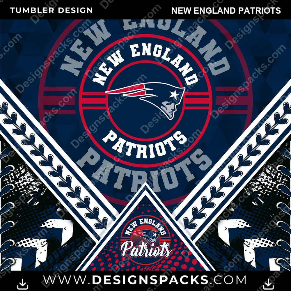 Football Diamond New England Patriots NFL Football Tumbler Digital Wrap Design Download