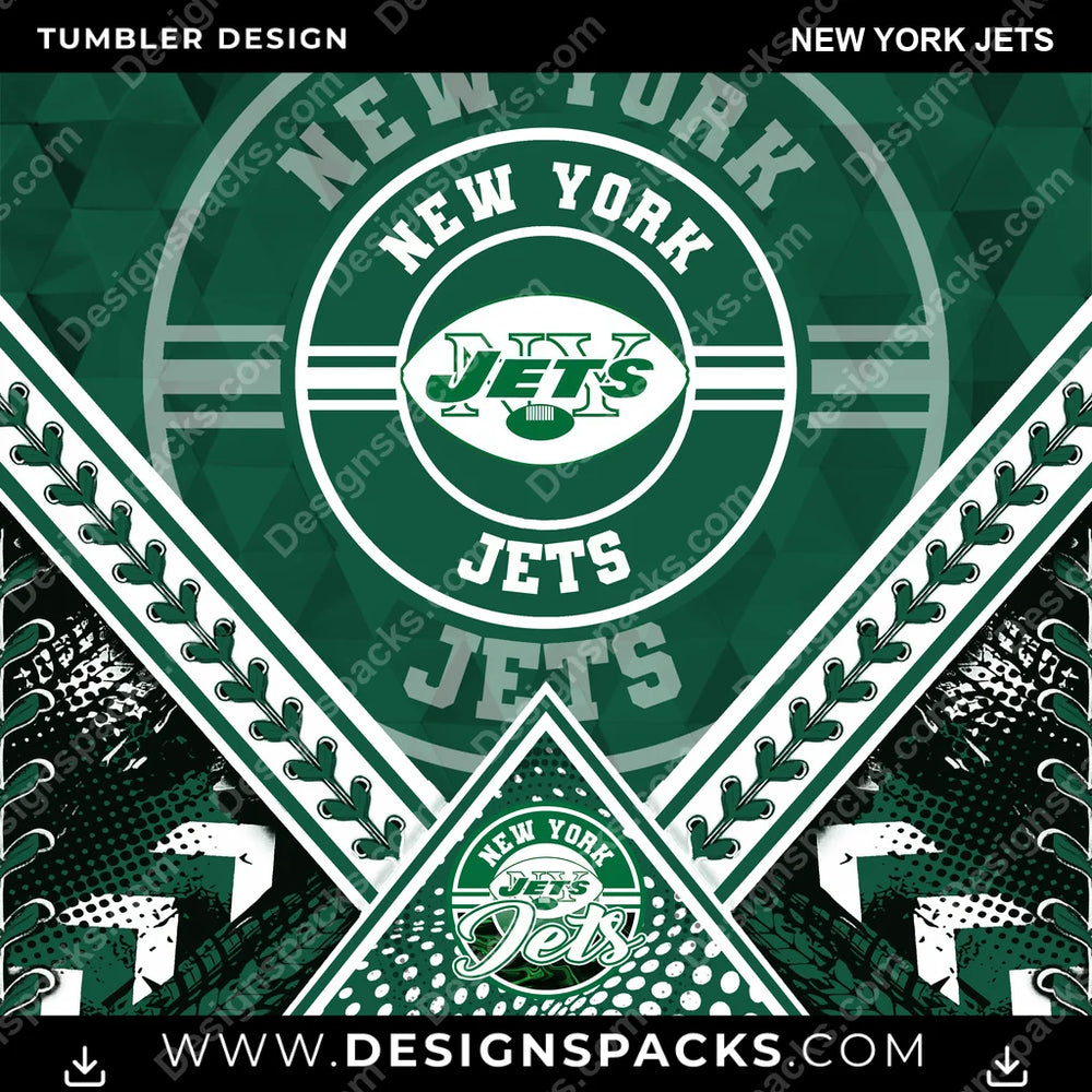 Football Diamond New York Jets NFL Football Tumbler Digital Wrap Design Download