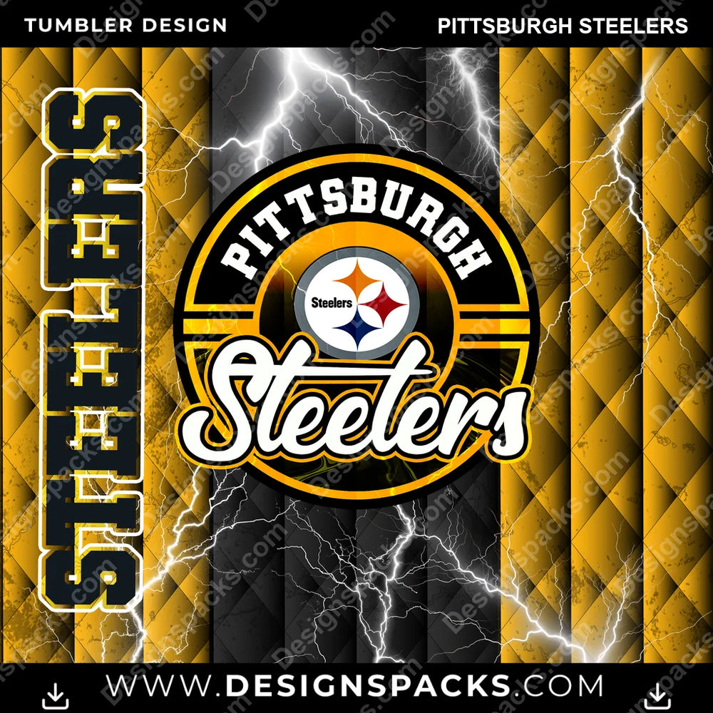 Football Diamond Pittsburgh Steelers NFL Football Tumbler Digital Wrap Design Download