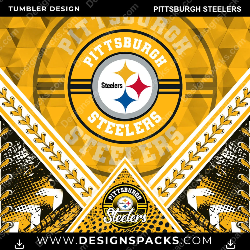 Football Diamond Pittsburgh Steelers NFL Football Tumbler Digital Wrap Design Download