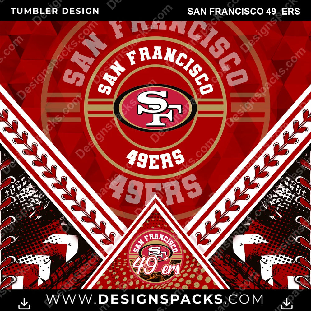 Football Diamond San Francisco 49ers NFL Football Tumbler Digital Wrap Design Download