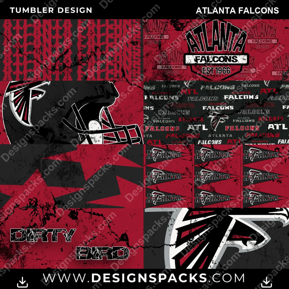 Football Distressed BG Atlanta Falcons NFL Football Tumbler Digital Wrap Design Download