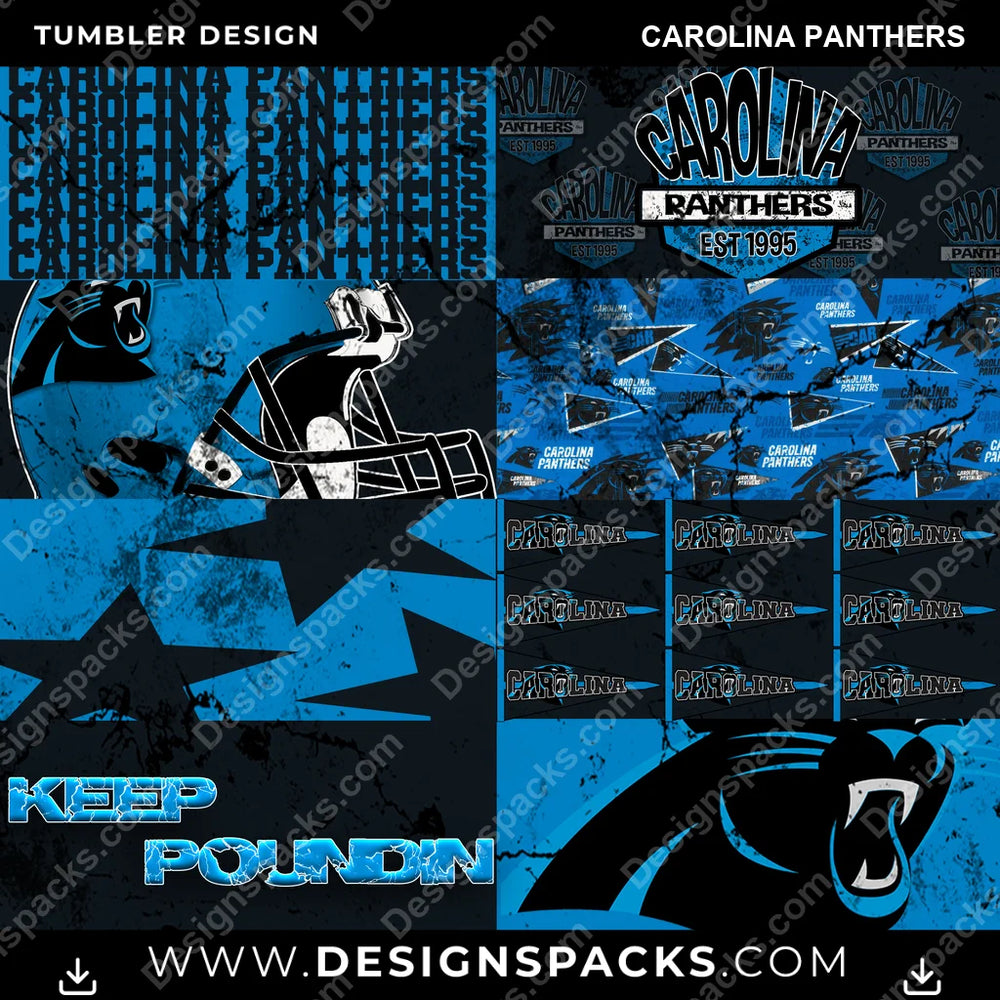 Football Distressed BG Carolina Panthers NFL Football Tumbler Digital Wrap Design Download