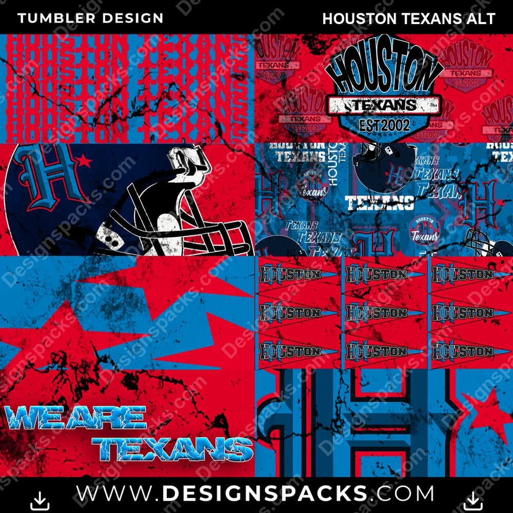 Football Distressed BG Houston Texans Alt NFL Football Tumbler Digital Wrap Design Download