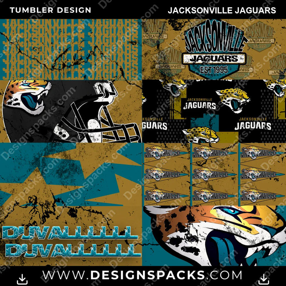 Football Distressed BG Jacksonville Jaguars NFL Football Tumbler Digital Wrap Design Download