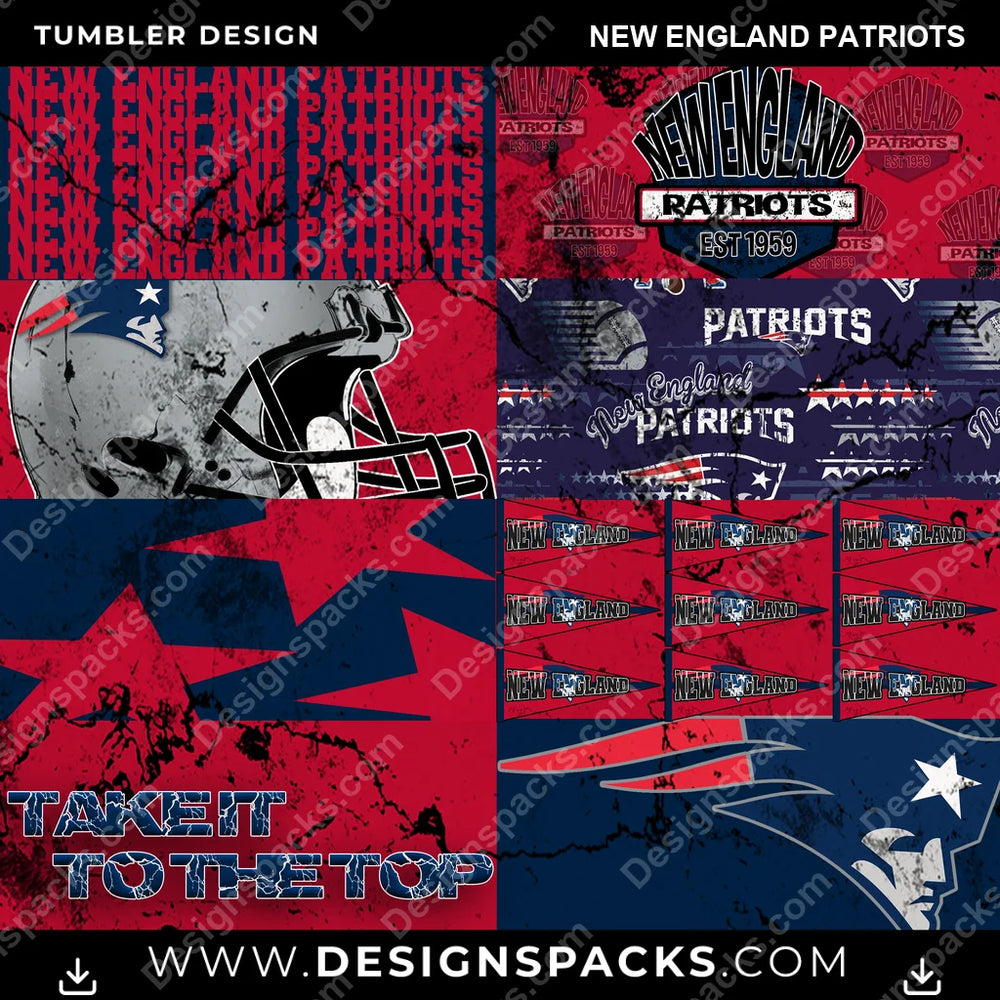 Football Distressed BG New England Patriots NFL Football Tumbler Digital Wrap Design Download