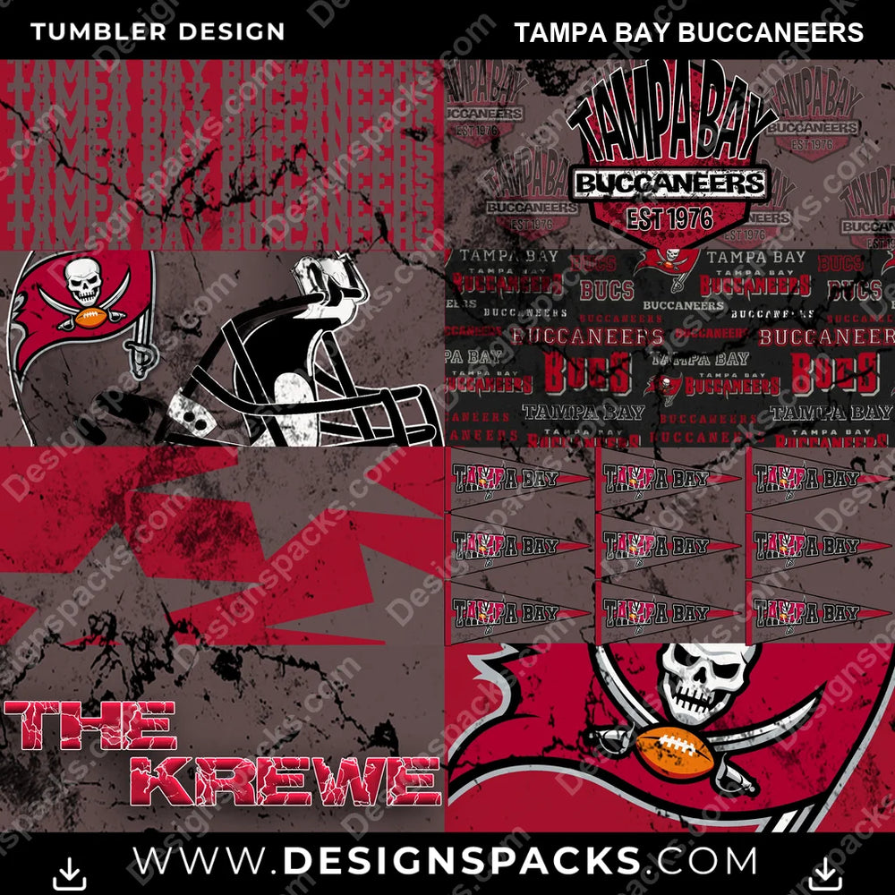 Football Distressed BG Tampa Bay Buccaneers NFL Football Tumbler Digital Wrap Design Download