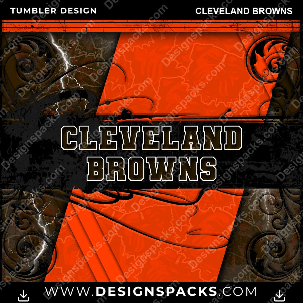 Football Elegant Cleveland Browns NFL Football Tumbler Digital Wrap Design Download