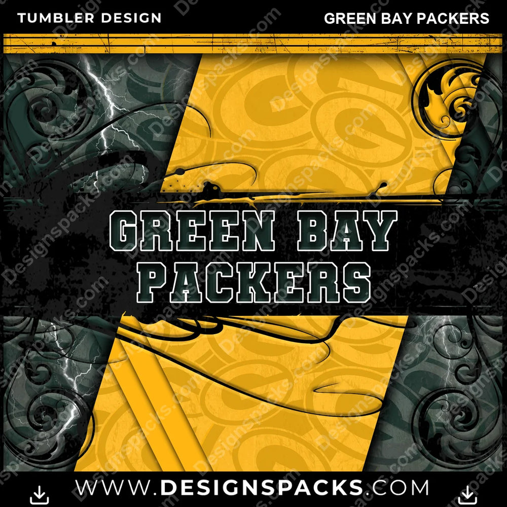 Football Elegant Green Bay Packers NFL Football Tumbler Digital Wrap Design Download