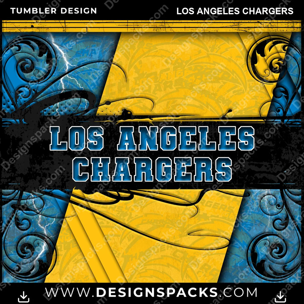 Football Elegant Los Angeles Chargers NFL Football Tumbler Digital Wrap Design Download