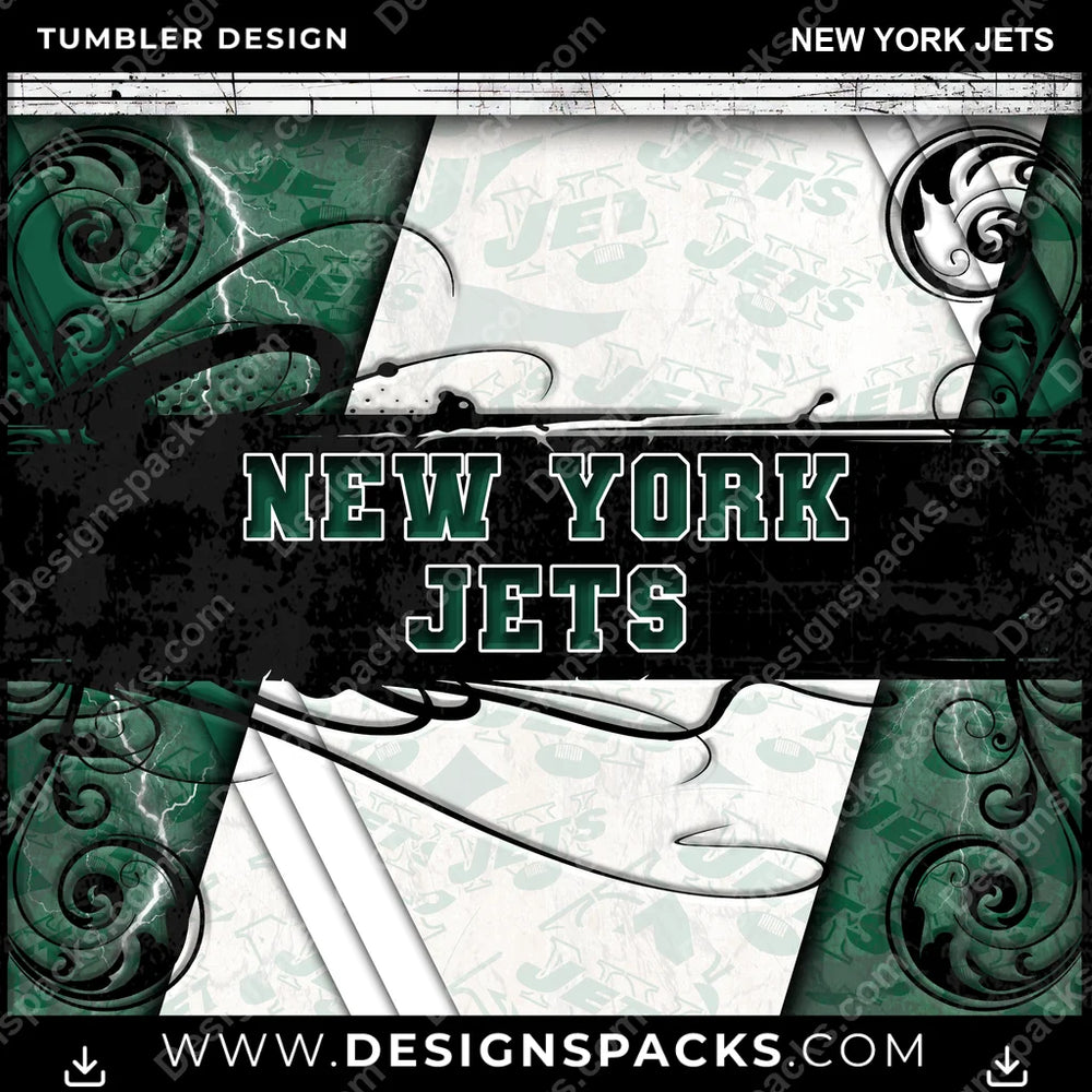 Football Elegant New York Jets NFL Football Tumbler Digital Wrap Design Download