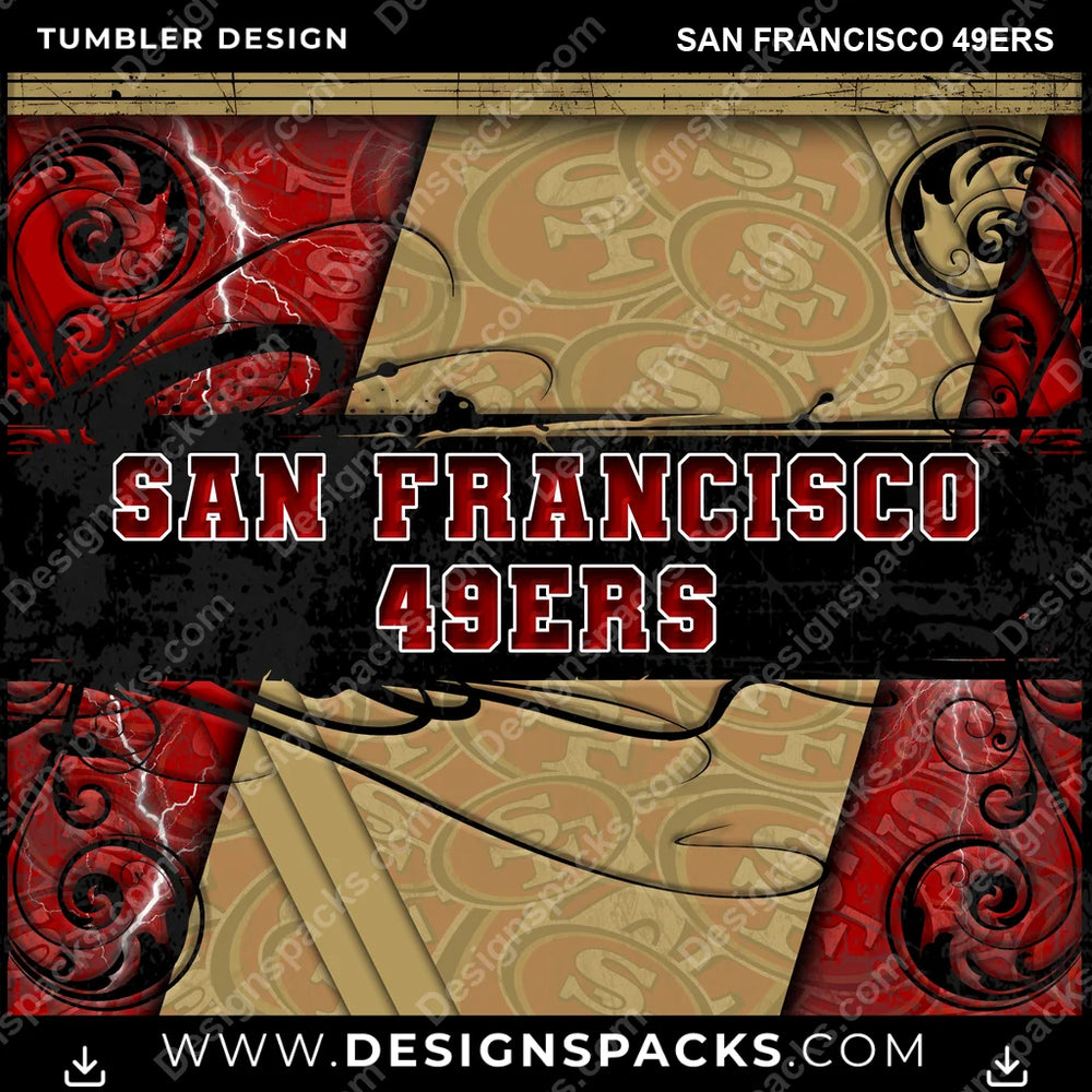 Football Elegant San Francisco 49ers NFL Football Tumbler Digital Wrap Design Download