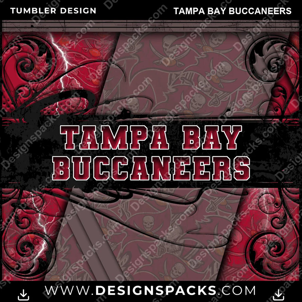 Football Elegant Tampa Bay Buccaneers NFL Football Tumbler Digital Wrap Design Download