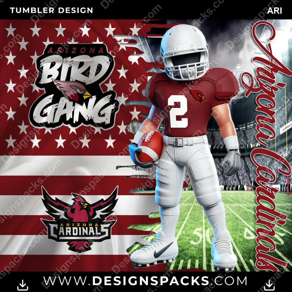 Football Flag & Football ARI NFL Football Tumbler Digital Wrap Design Download
