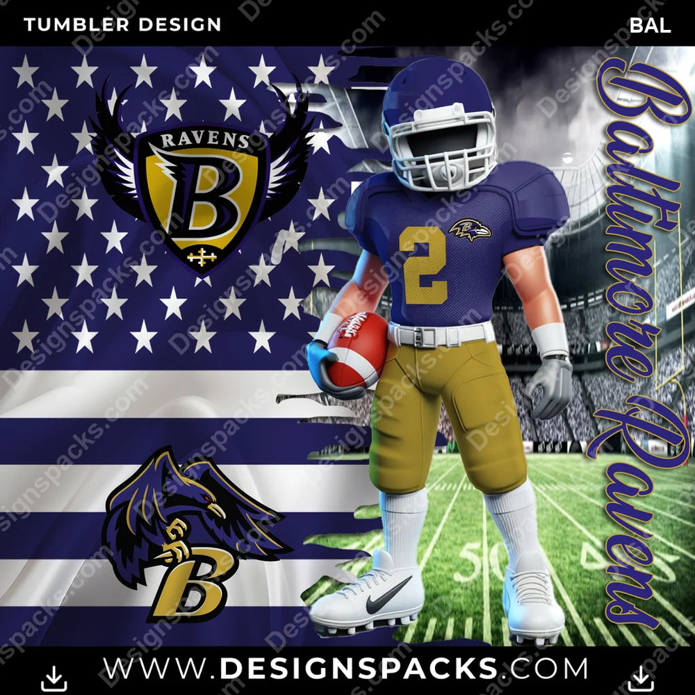 Football Flag & Football BAL NFL Football Tumbler Digital Wrap Design Download