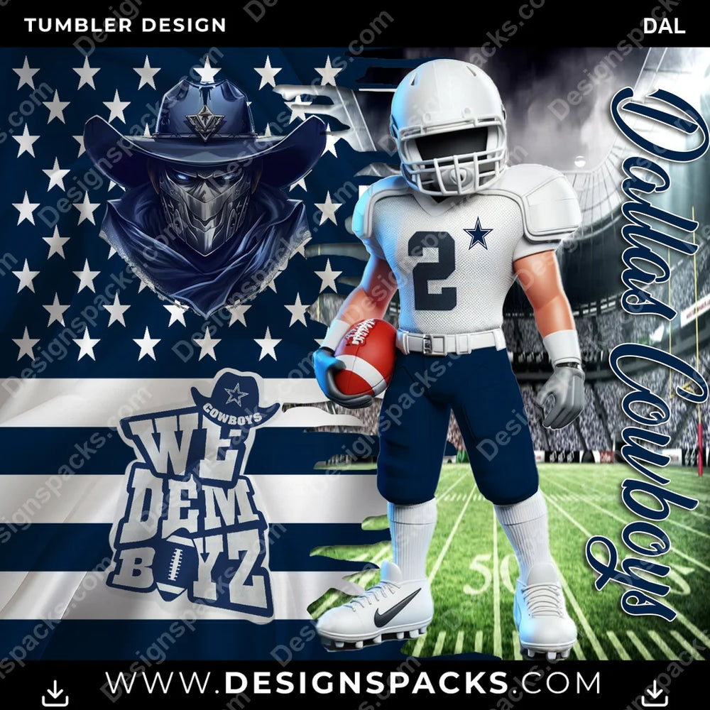 Football Flag & Football DAL NFL Football Tumbler Digital Wrap Design Download