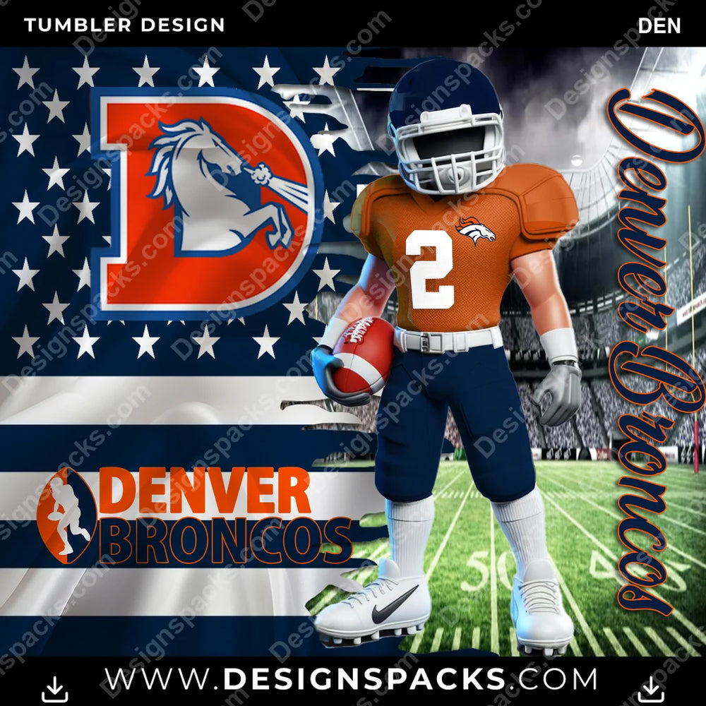 Football Flag & Football DEN NFL Football Tumbler Digital Wrap Design Download