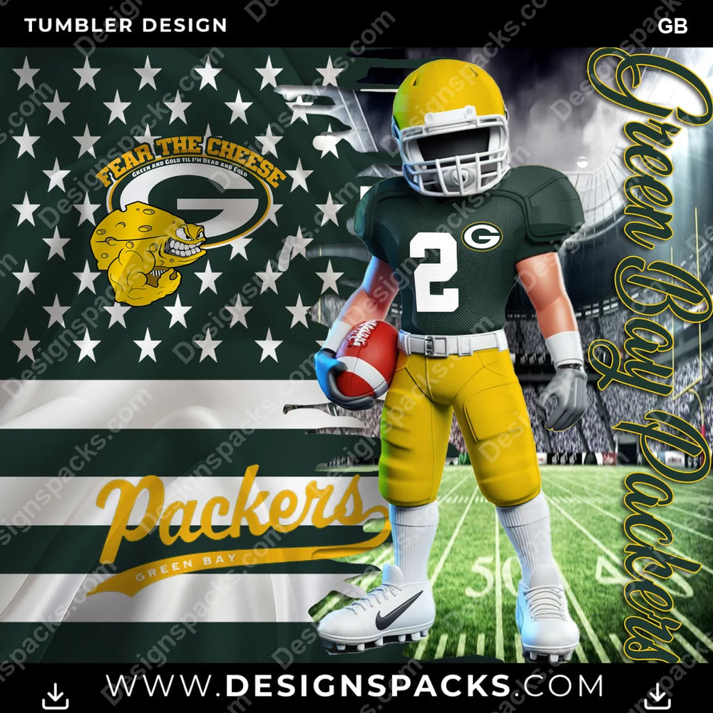 Football Flag & Football GB NFL Football Tumbler Digital Wrap Design Download