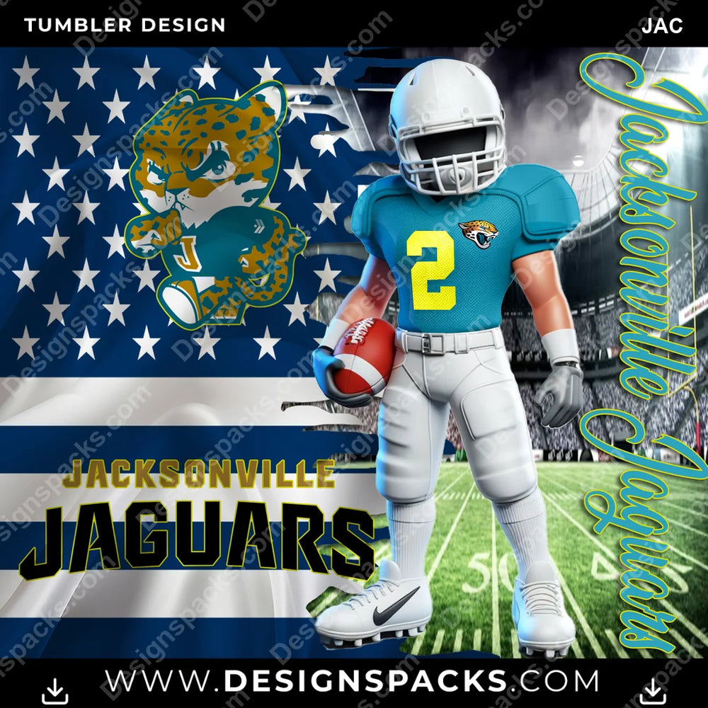 Football Flag & Football JAC NFL Football Tumbler Digital Wrap Design Download