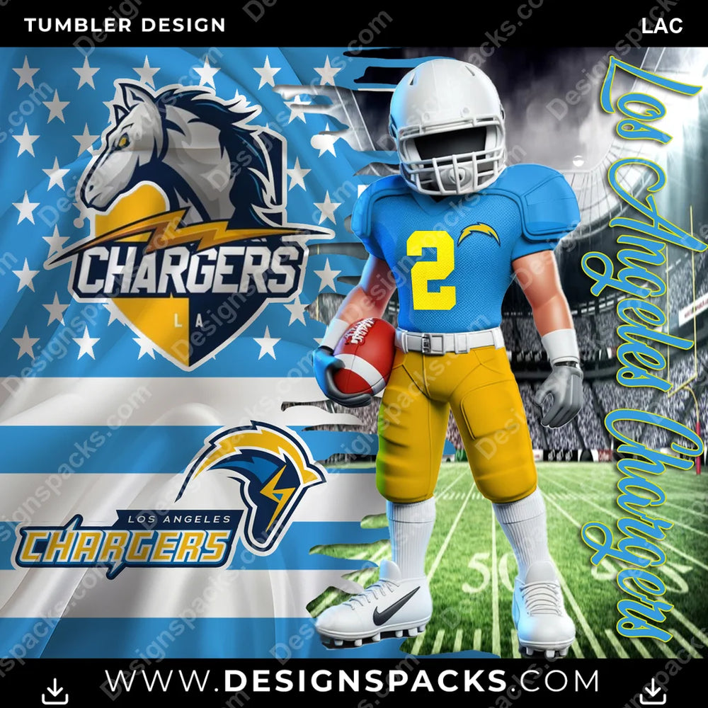 Football Flag & Football LAC NFL Football Tumbler Digital Wrap Design Download