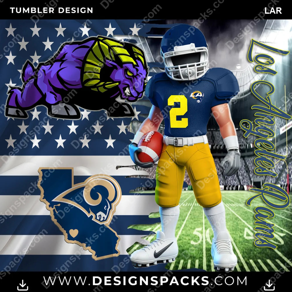 Football Flag & Football LAR NFL Football Tumbler Digital Wrap Design Download