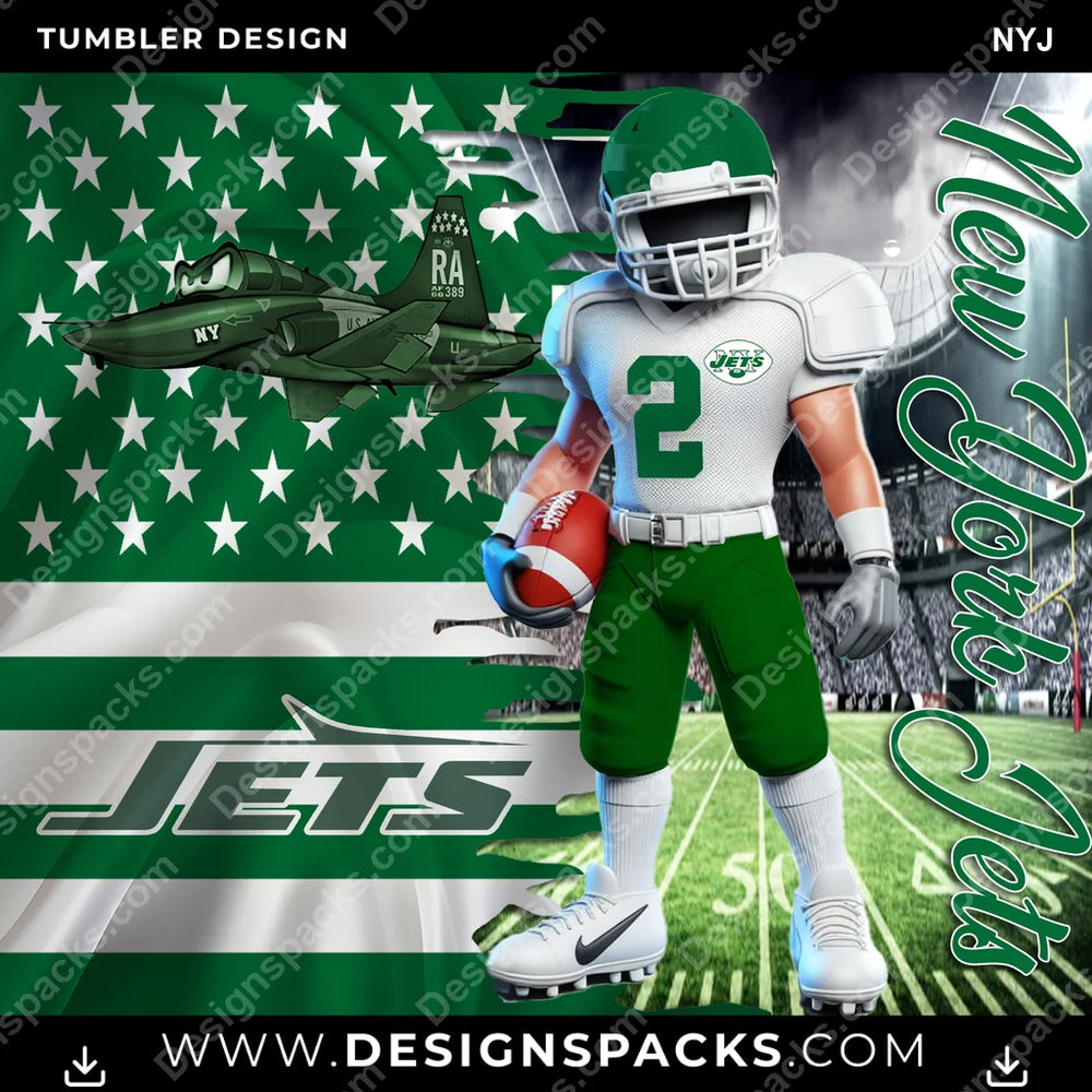Football Flag & Football NYJ NFL Football Tumbler Digital Wrap Design Download