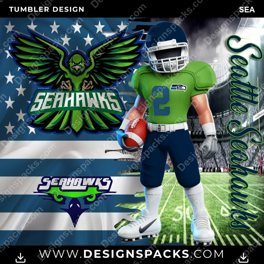 Football Flag & Football SEA NFL Football Tumbler Digital Wrap Design Download