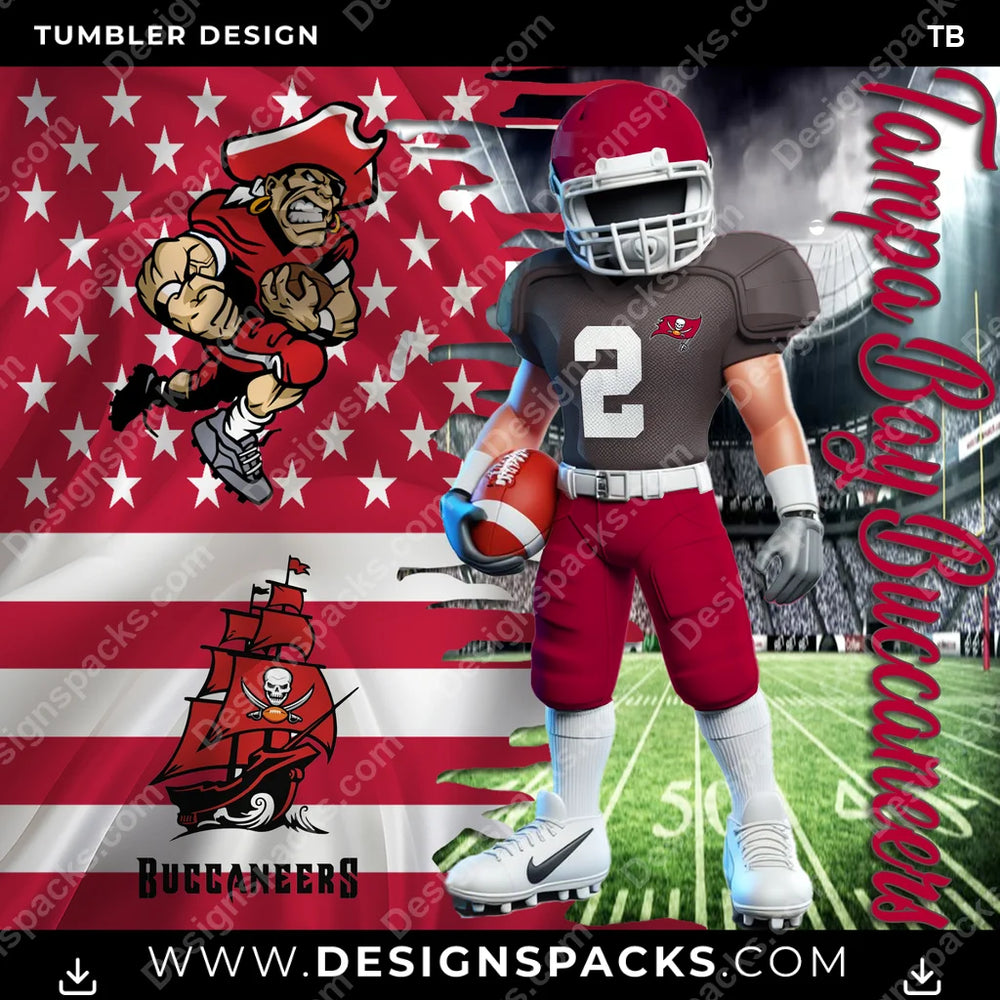 Football Flag & Football TB NFL Football Tumbler Digital Wrap Design Download