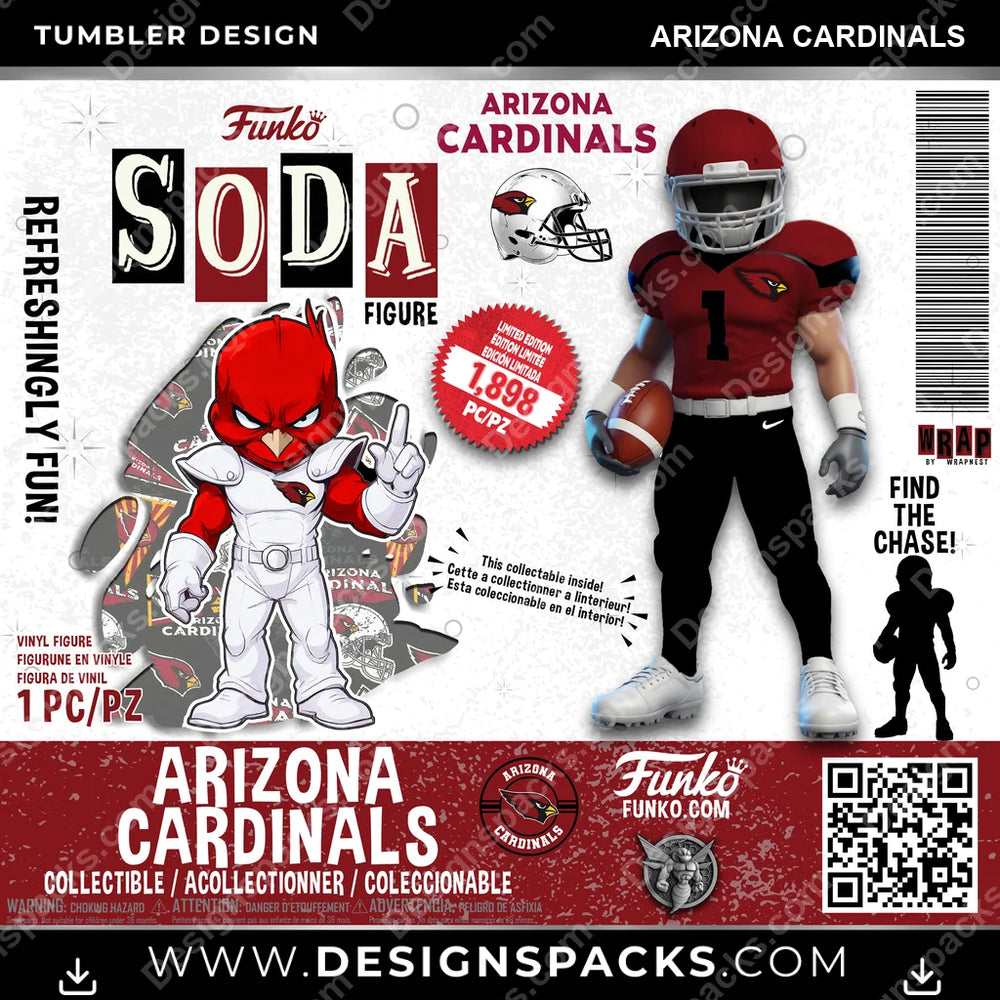 Football Funko Soda Arizona Cardinals NFL Football Tumbler Digital Wrap Design Download