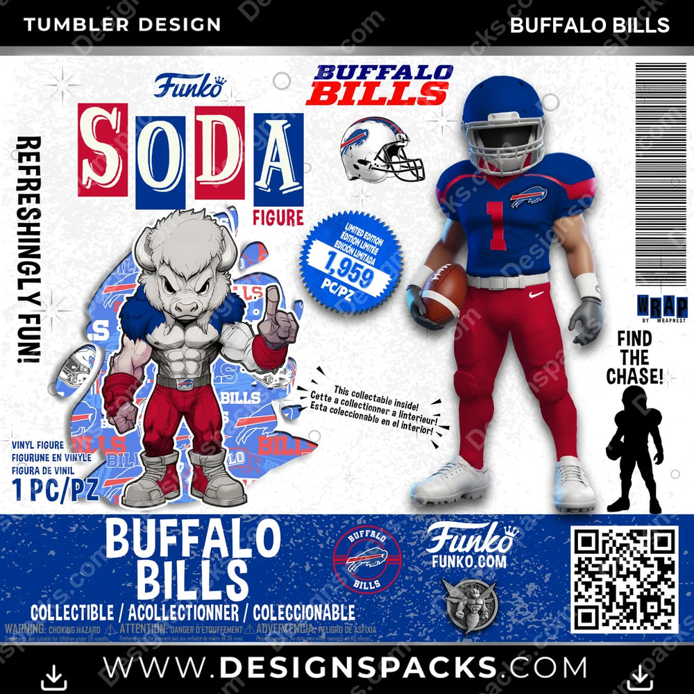 Football Funko Soda Buffalo Bills NFL Football Tumbler Digital Wrap Design Download