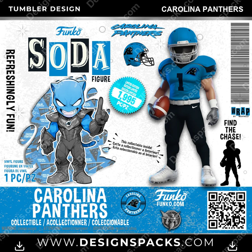 Football Funko Soda Carolina Panthers NFL Football Tumbler Digital Wrap Design Download