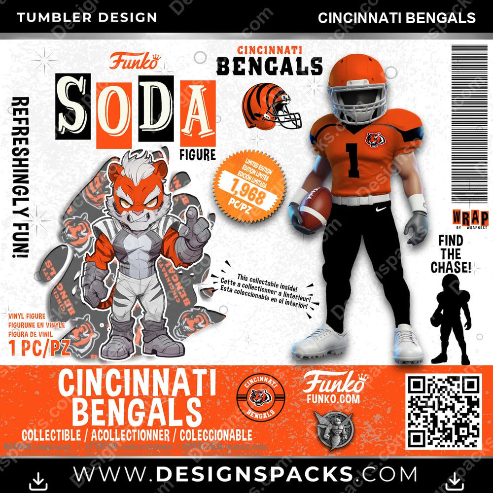 Football Funko Soda Cincinnati Bengals NFL Football Tumbler Digital Wrap Design Download