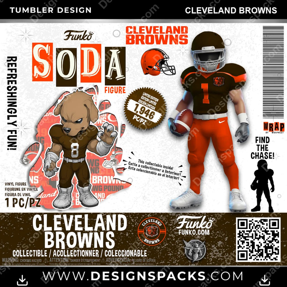Football Funko Soda Cleveland Browns NFL Football Tumbler Digital Wrap Design Download