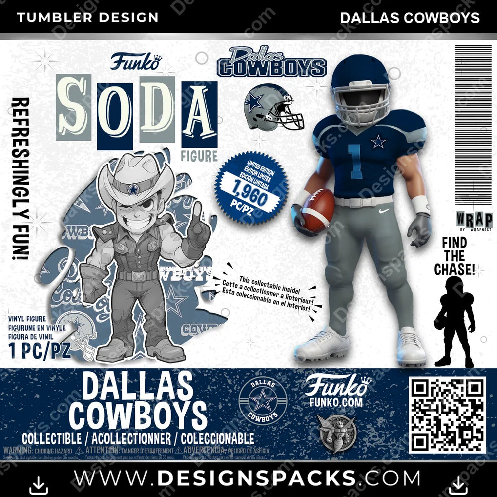 Football Funko Soda Dallas Cowboys NFL Football Tumbler Digital Wrap Design Download