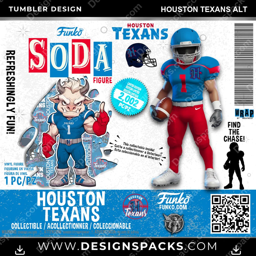 Football Funko Soda Houston Texans Alt NFL Football Tumbler Digital Wrap Design Download