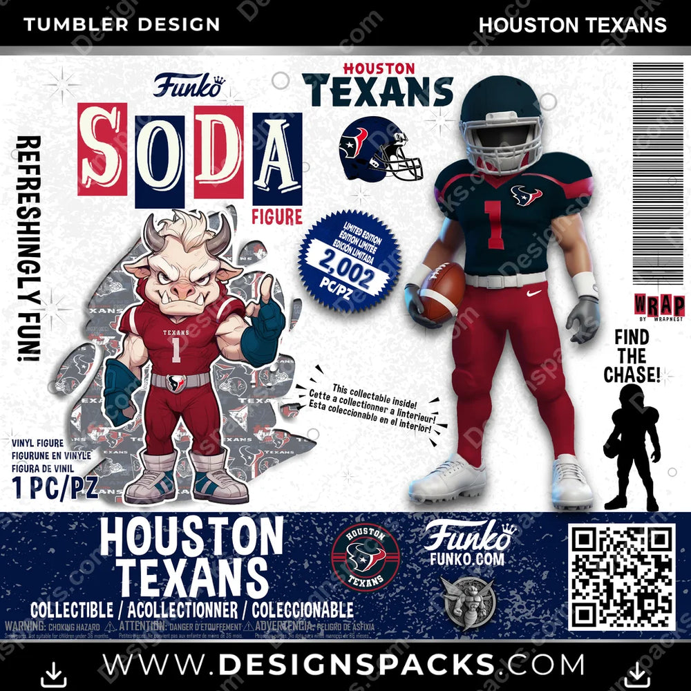 Football Funko Soda Houston Texans NFL Football Tumbler Digital Wrap Design Download