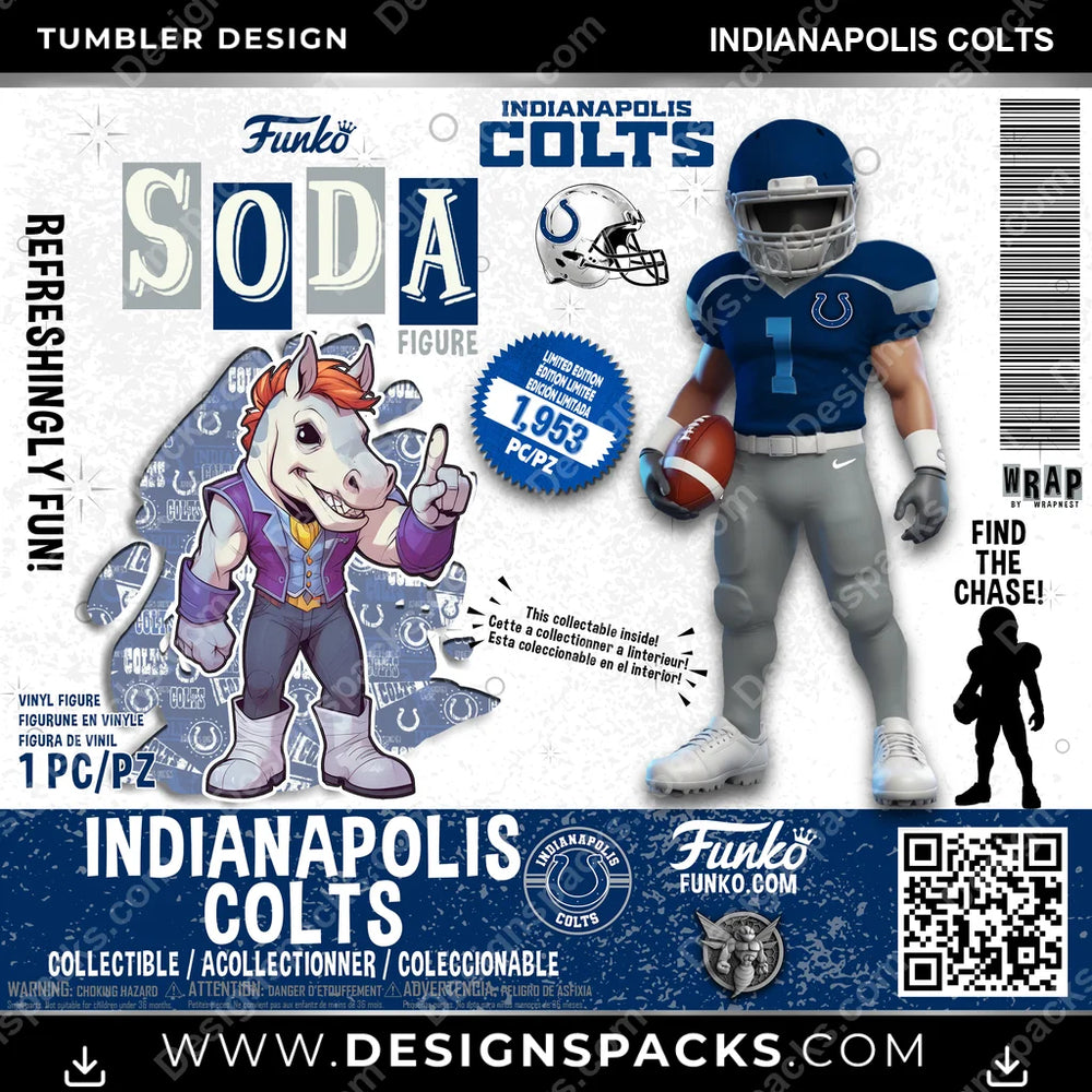 Football Funko Soda Indianapolis Colts NFL Football Tumbler Digital Wrap Design Download