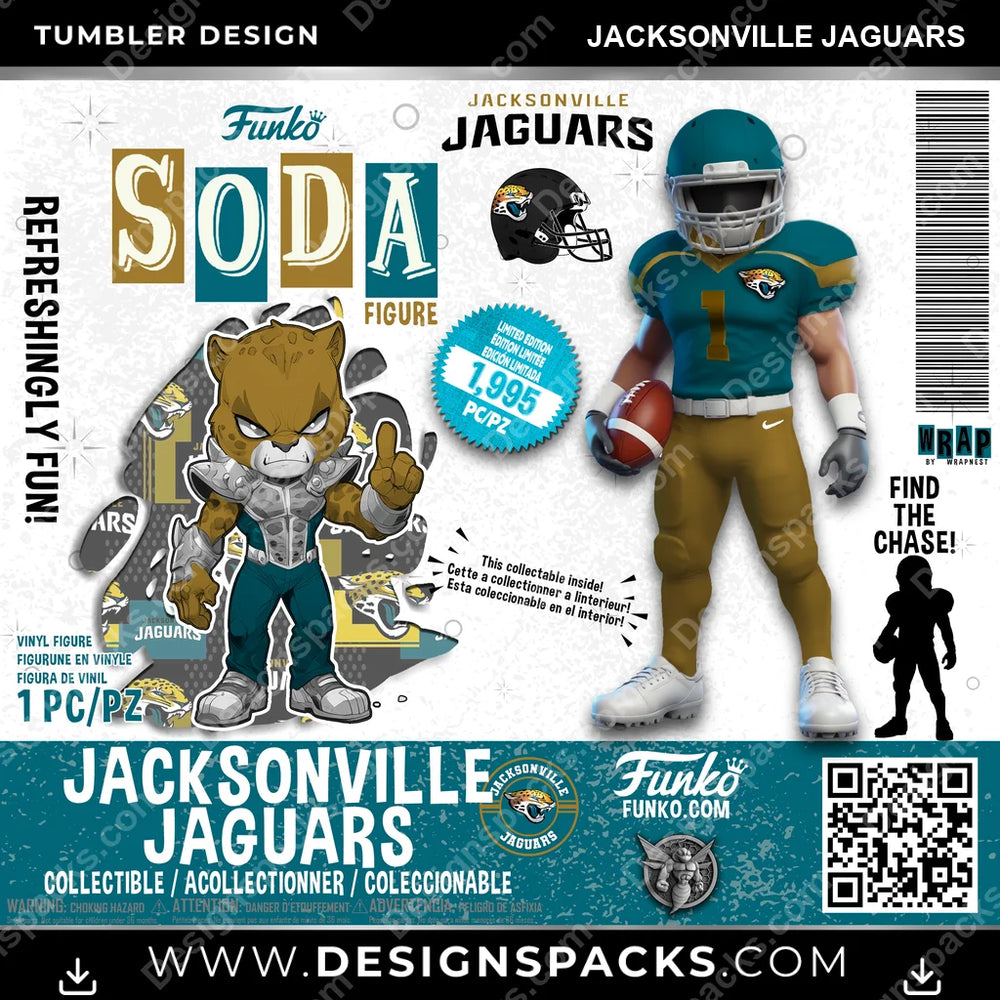 Football Funko Soda Jacksonville Jaguars NFL Football Tumbler Digital Wrap Design Download