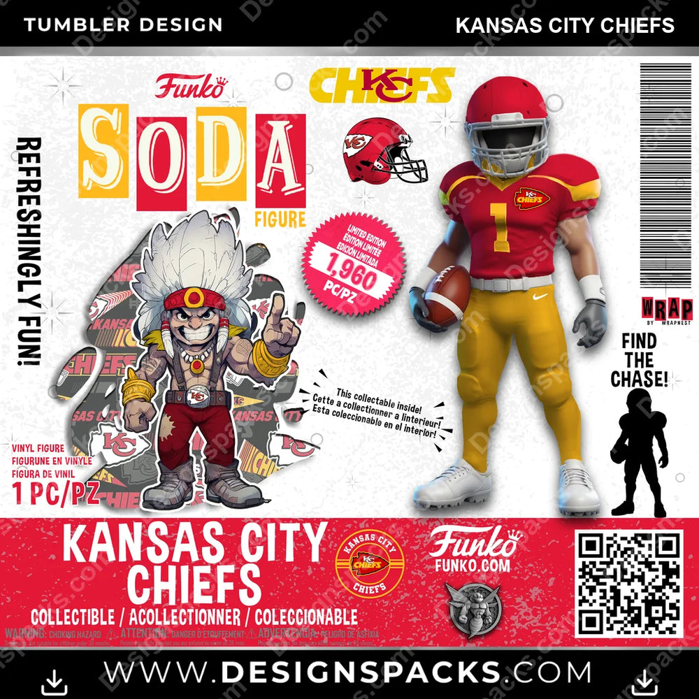 Football Funko Soda Kansas City Chiefs NFL Football Tumbler Digital Wrap Design Download