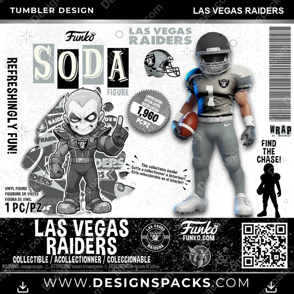 Football Funko Soda Las Vegas Raiders NFL Football Tumbler Digital Wrap Design Download
