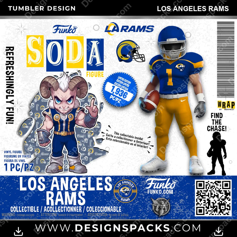 Football Funko Soda Los Angeles Rams NFL Football Tumbler Digital Wrap Design Download