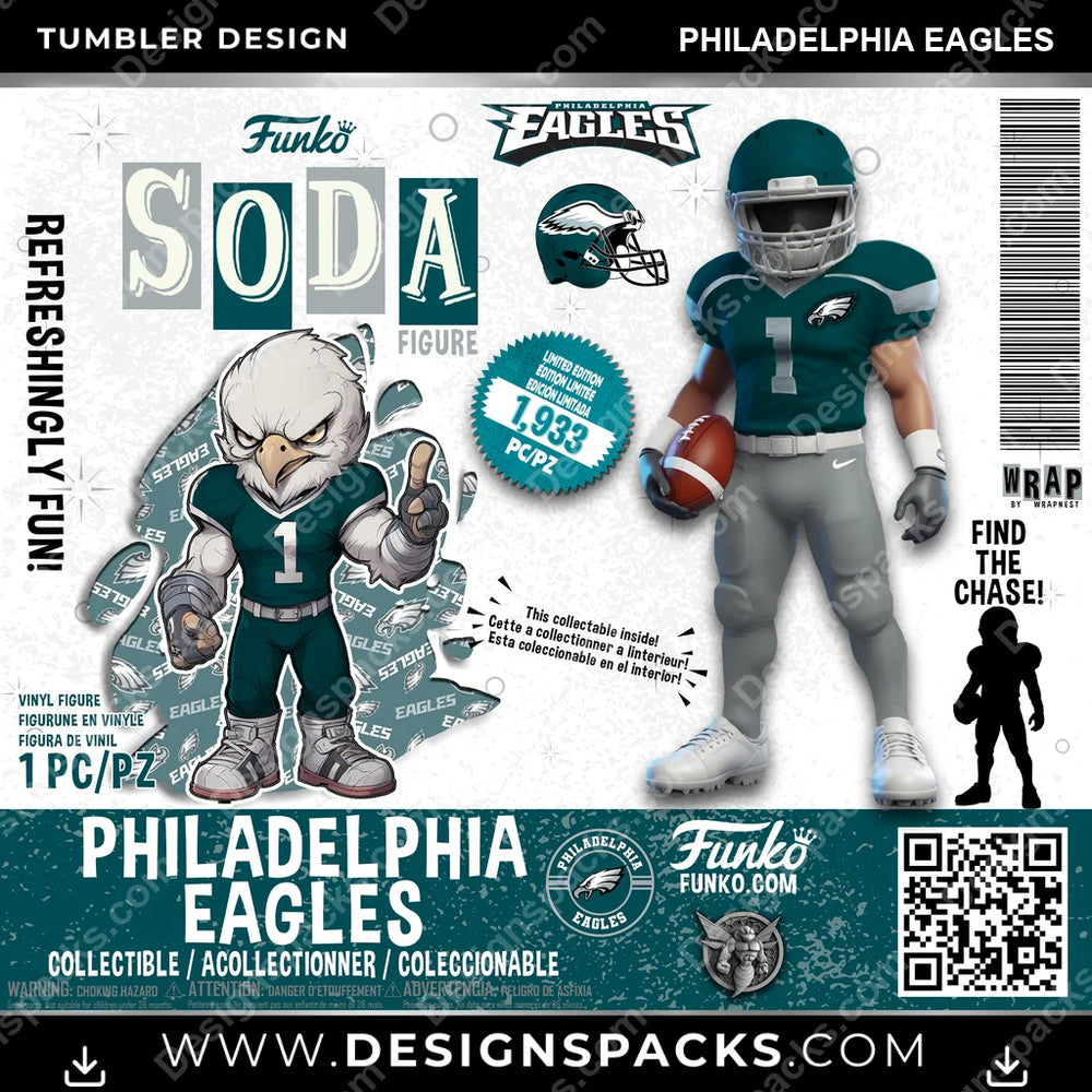 Football Funko Soda Philadelphia Eagles NFL Football Tumbler Digital Wrap Design Download