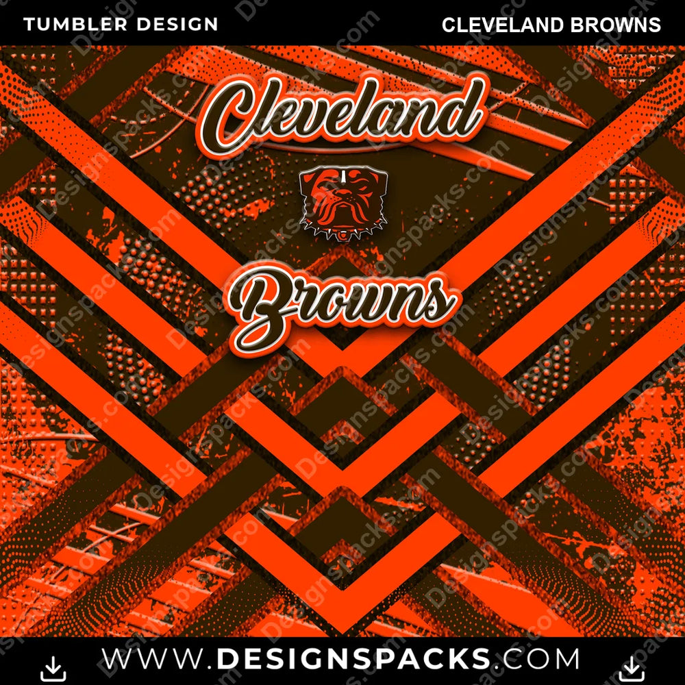Football Glitter Stripe Cleveland Browns NFL Tumbler Digital Wrap Design Download