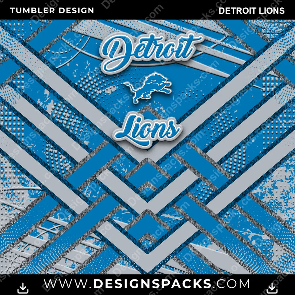 Football Glitter Stripe Detroit Lions NFL Football Tumbler Digital Wrap Design Download