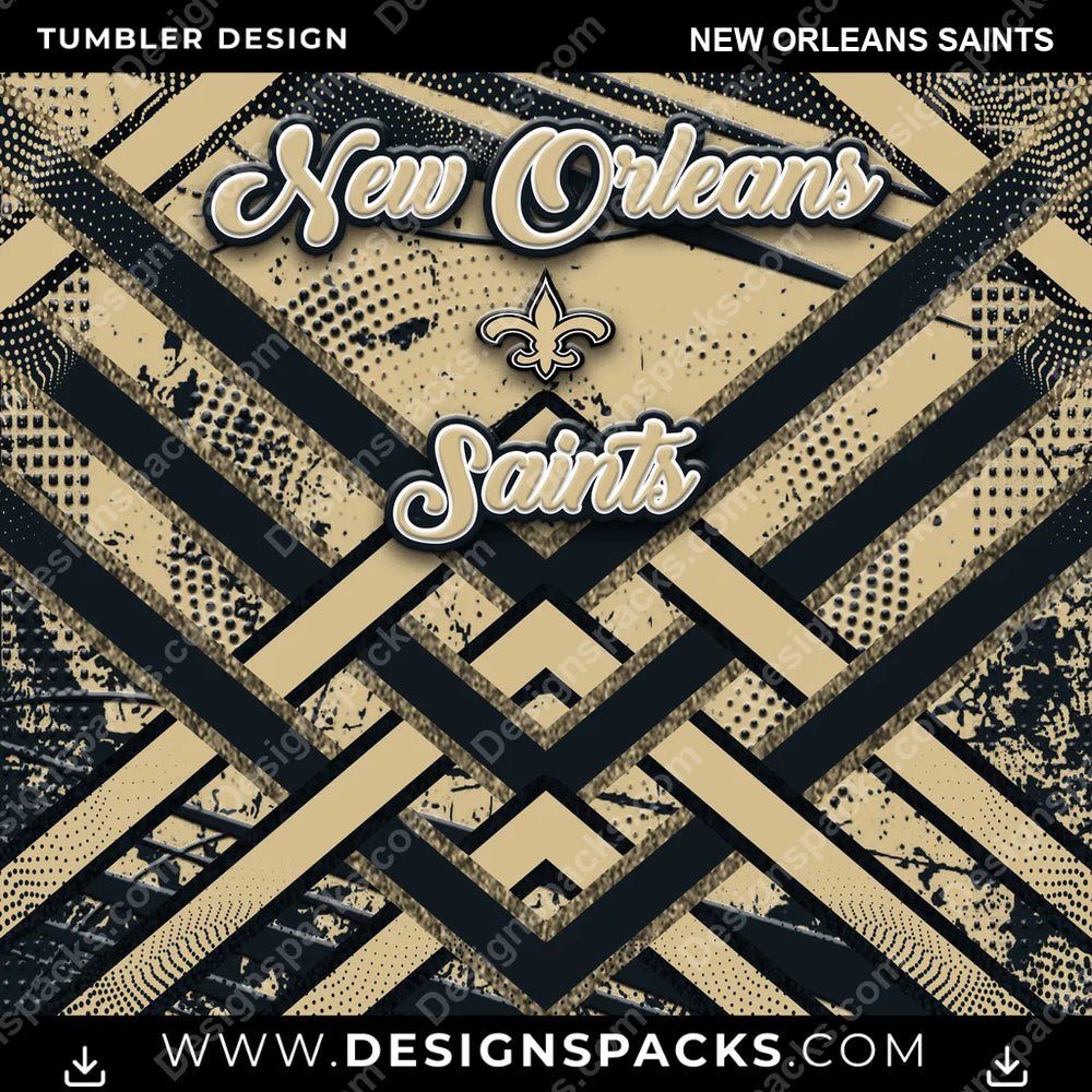 Football Glitter Stripe New Orleans Saints NFL Football Tumbler Digital Wrap Design Download