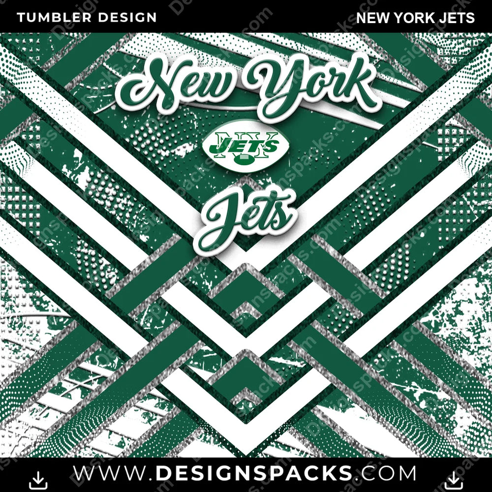 Football Glitter Stripe New York Jets NFL Football Tumbler Digital Wrap Design Download
