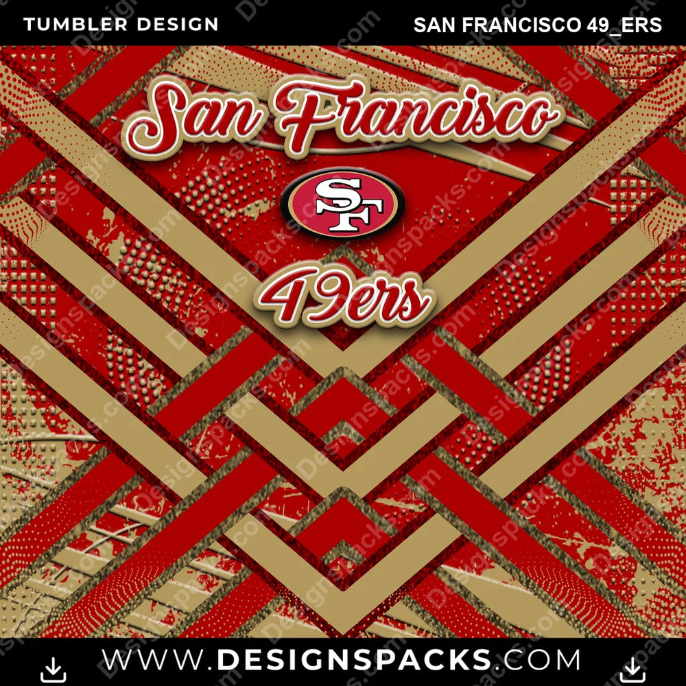 Football Glitter Stripe San Francisco 49ers NFL Football Tumbler Digital Wrap Design Download