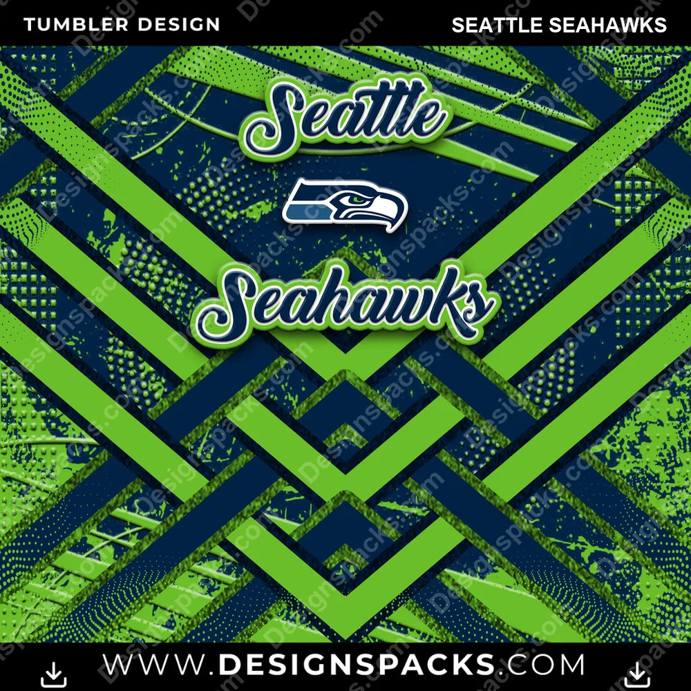 Football Glitter Stripe Seattle Seahawks NFL Football Tumbler Digital Wrap Design Download